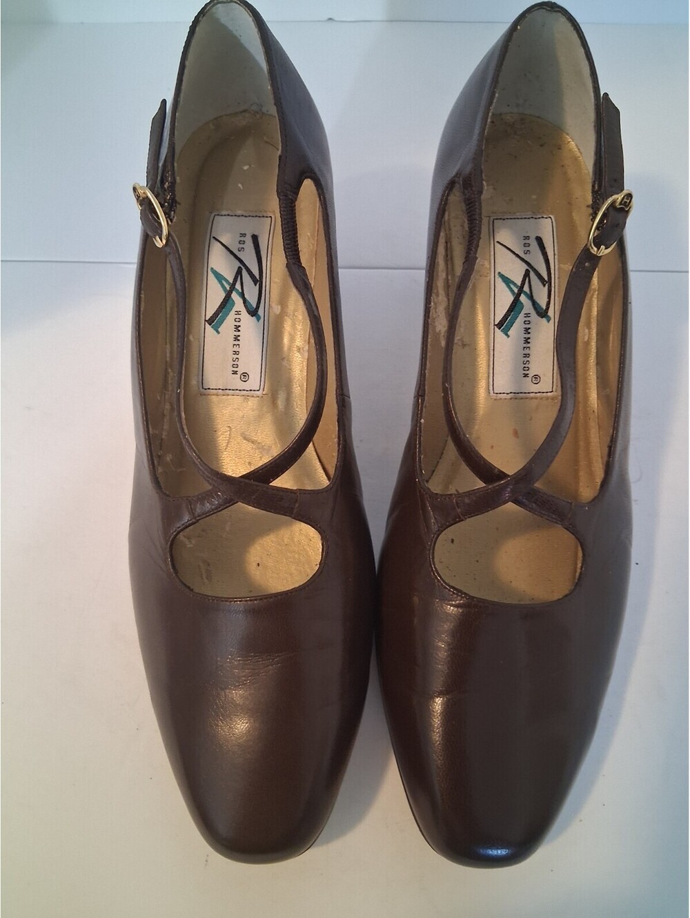 Ros Hommerson Women's 8W Brown Leather Mary Jane Pumps Comfort Buckle Shoes